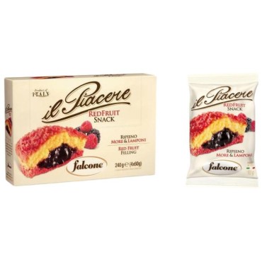Falcone Il Piacere Red Fruit snack ripieno More e Lamponi 4 snack incartati singolarmente da 60gr