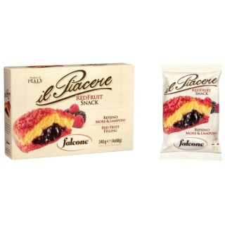 Falcone Il Piacere Red Fruit snack ripieno More e Lamponi 4 snack incartati singolarmente da 60gr