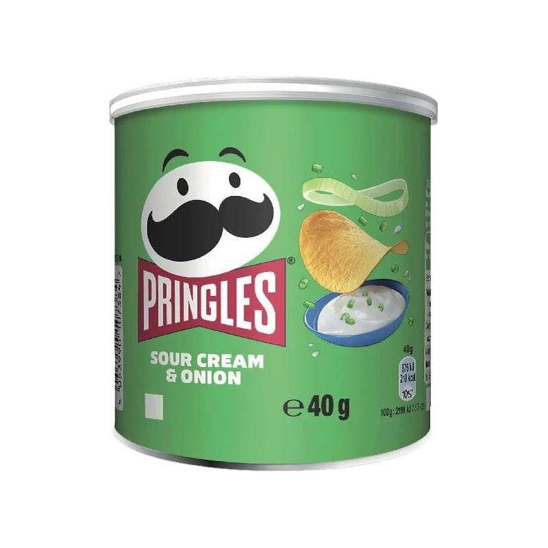 Pringles 12 Tubi Patatine al gusto Sour Cream & Onion 40 grammi Pringles 12 Tubi Patatine al gusto Sour Cream & Onion 40 grammi