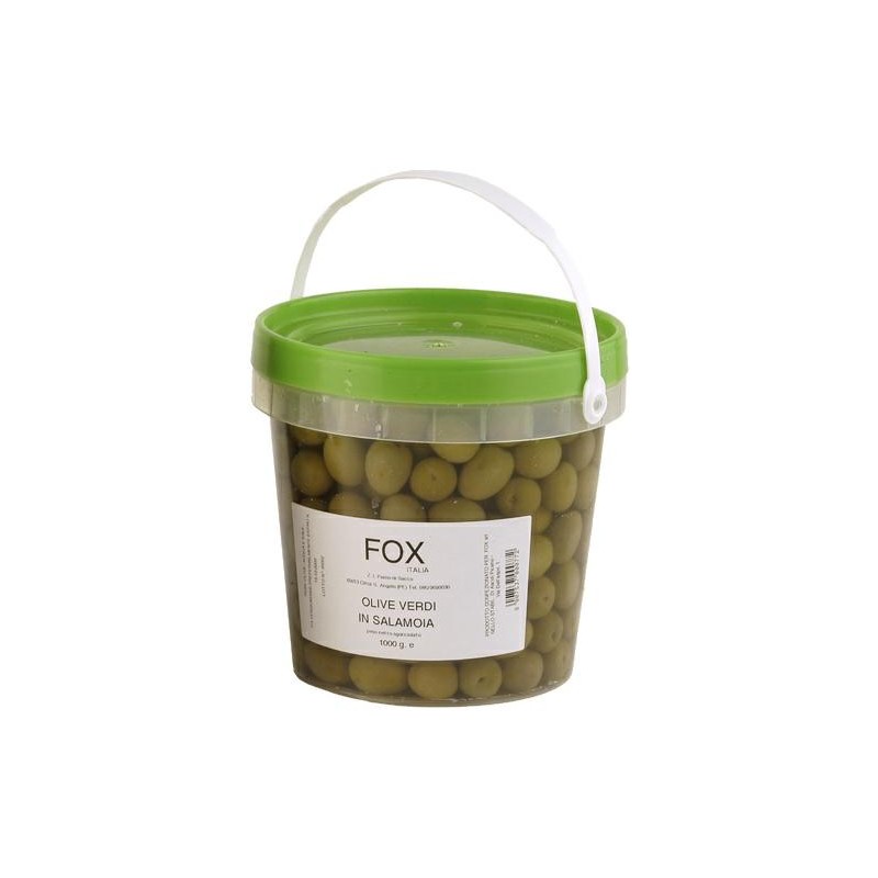 Olive Verdi Secchio Fox: Freschezza e Gusto in 1000g Olive Verdi Secchio Fox: Freschezza e Gusto in 1000g