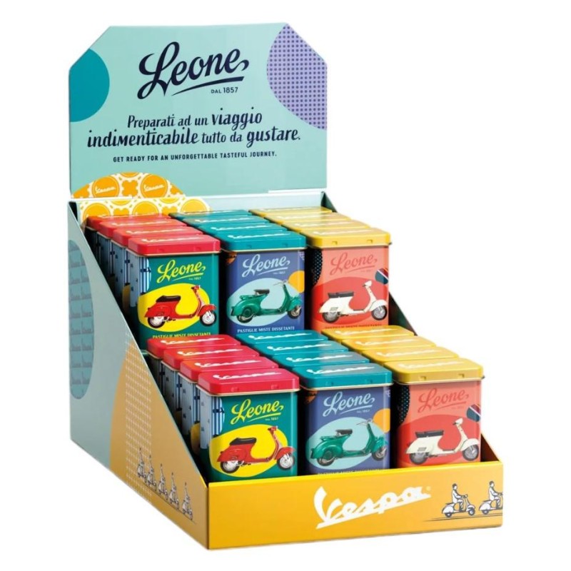 Expo Pastiglie Leone Assortite Dissetanti Lattine Vespa gr.30x24