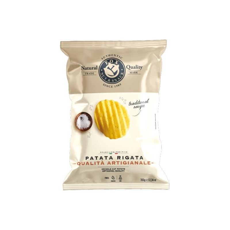 Patatine Rigate Fox - 400 g di Gusto e Tradizione per i Tuoi Aperitivi! Patatine Rigate Fox - 400 g di Gusto e Tradizione per i Tuoi Aperitivi!