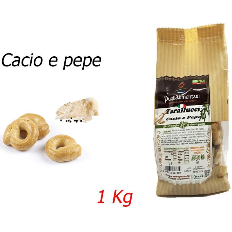 Puglialimentari Tarallucci Gusto Cacio e Pepe Busta da 1 Kg Puglialimentari Tarallucci Gusto Cacio e Pepe Busta da 1 Kg