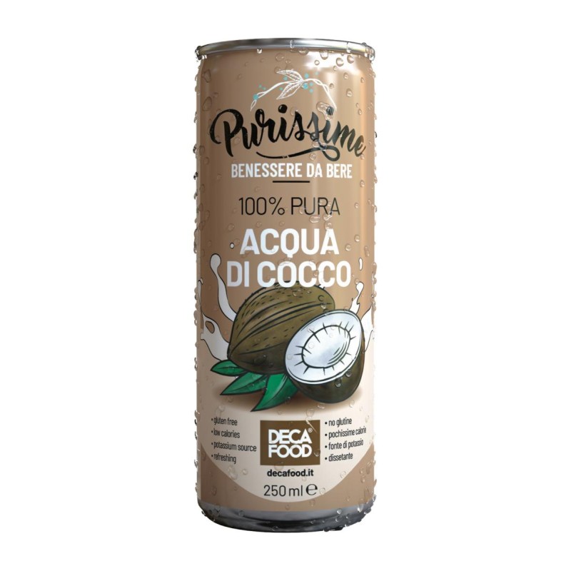 Purissime 100% Pura Acqua di Cocco Senza Glutine 12 Lattine da 250 ml Purissime 100% Pura Acqua di Cocco Senza Glutine 12 Lattine da 250 ml