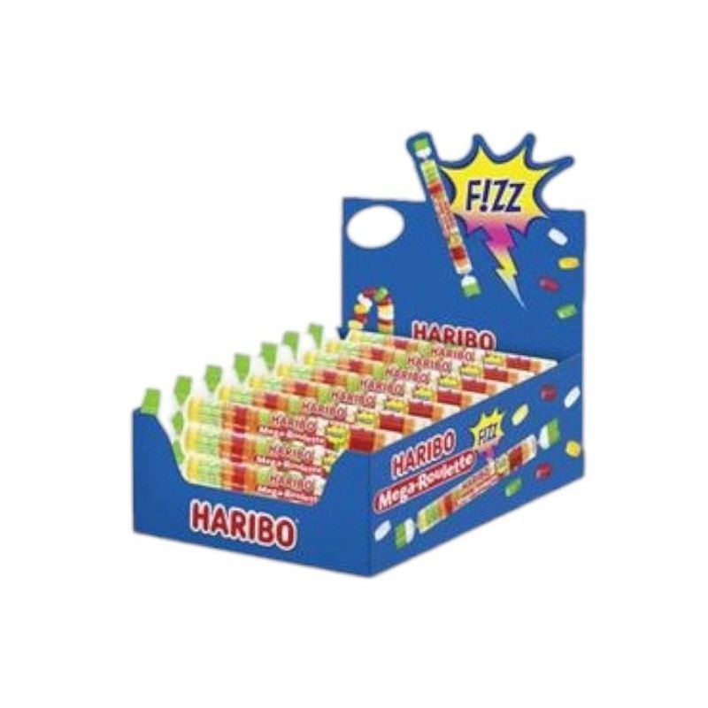 Haribo Mega Roulette Fizz Caramelle Gusto Frutta Confezione da 40 Tubi da 45 gr Haribo Mega Roulette Fizz Caramelle Gusto Frutta Confezione da 40 Tubi da 45 gr