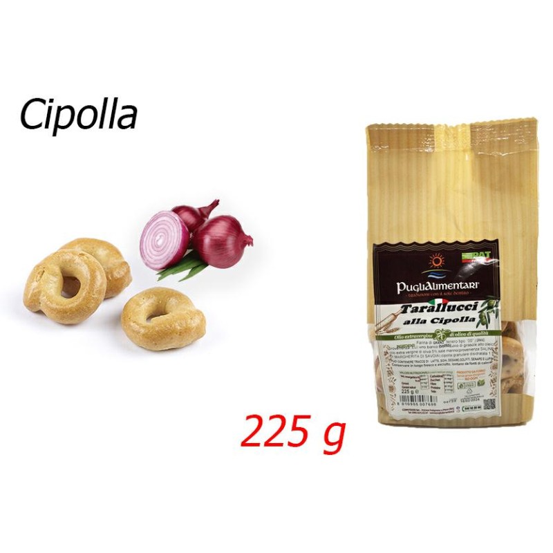 Puglialimentari Tarallucci Gusto Cipolla Busta da 225 grammi Puglialimentari Tarallucci Gusto Cipolla Busta da 225 grammi