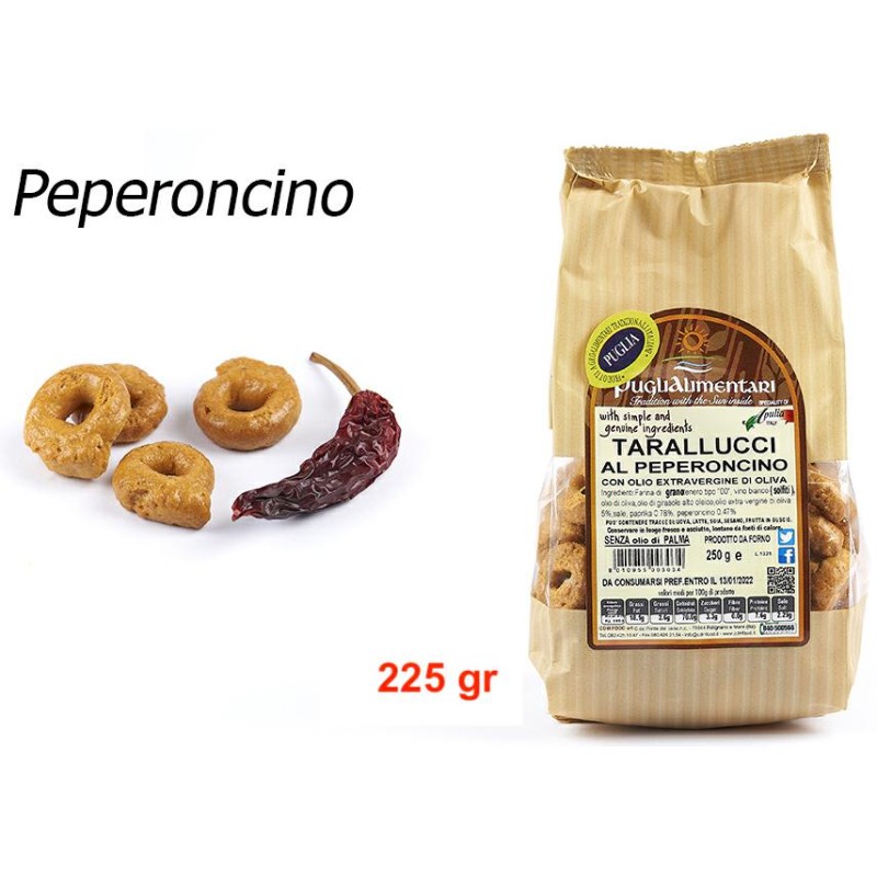 Puglialimentari Tarallucci al Peperoncino Busta da 225 grammi Puglialimentari Tarallucci al Peperoncino Busta da 225 grammi