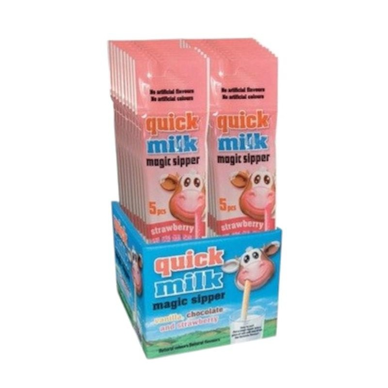 Quick Milk Cannucce Gusto Fragola 20 confezioni da 30 grammi Quick Milk Cannucce Gusto Fragola 20 confezioni da 30 grammi