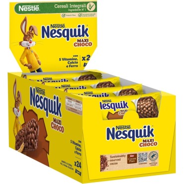 Nestle' Nesquik Maxi choco Barretta di Cereali 24 pezzi da 25 grammi
