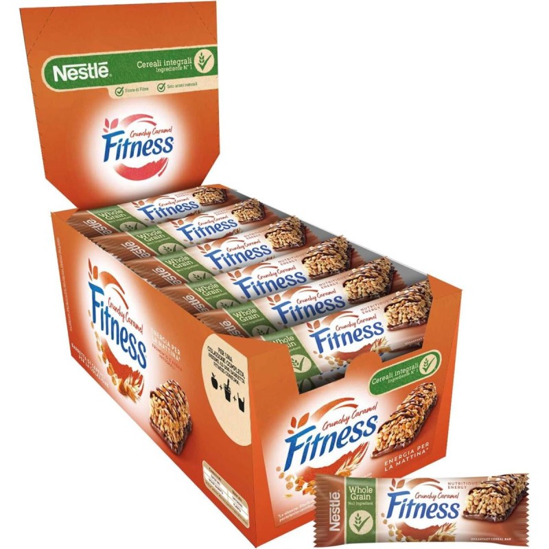 Nestle' Fitness Barrette Crunchy Caramel 24 pz da 23,5 grammi Nestle' Fitness Barrette Crunchy Caramel 24 pz da 23,5 grammi