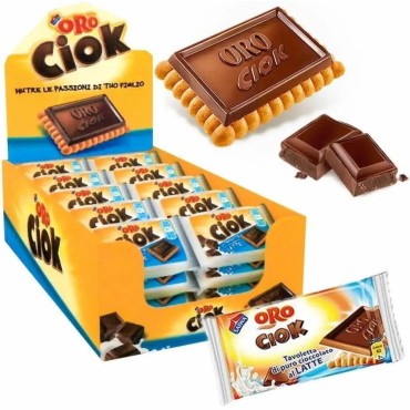 Oro Ciok Saiwa Biscotto con Tavoletta al Cioccolato al Latte 30 pezzi da 25 grammi