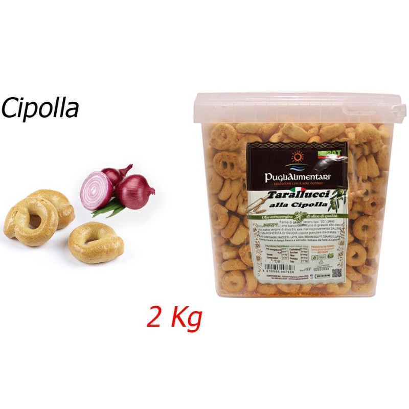 Puglialimentari Tarallucci Gusto Cipolla Secchiello da 2 Kg Puglialimentari Tarallucci Gusto Cipolla Secchiello da 2 Kg