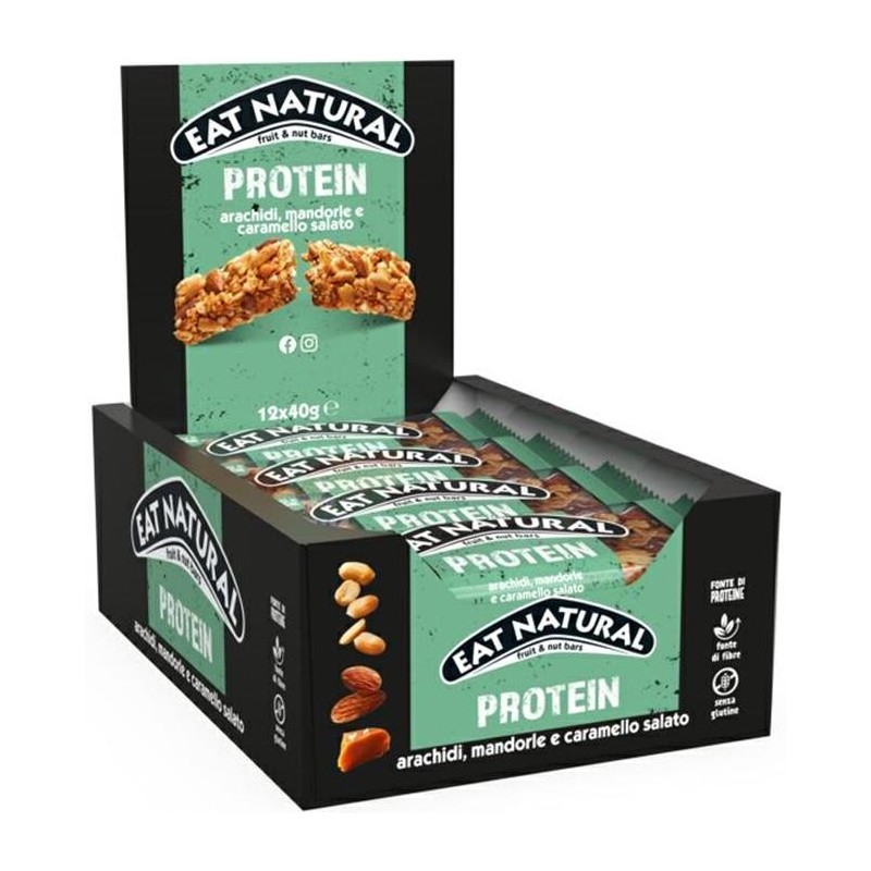 Eat Natural Protein Arachidi, Mandorle e Caramello Salato gr.40x12