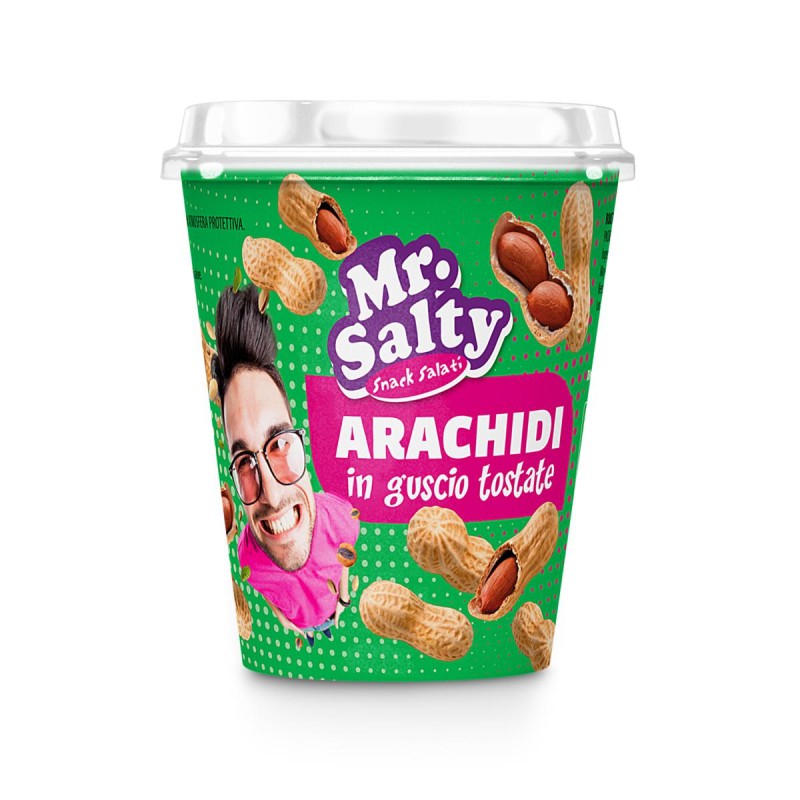 Arachidi in guscio Tostate Bicchiere gr.80 Mr Salty