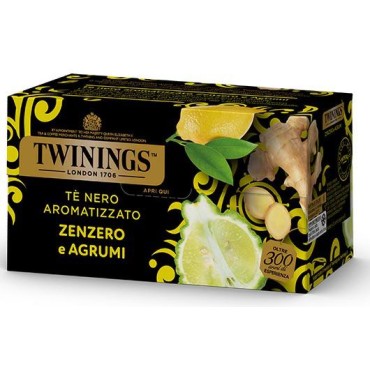 Twinings Te' Nero Aromatizzato Zenzero e Agrumi Confezione da 25 Filtri