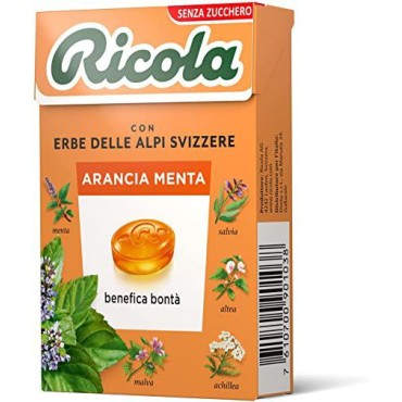 Ricola Arancia Menta 1 Astuccio da 50 grammi Caramelle Balsamiche Senza Zucchero