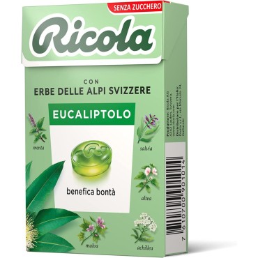 Ricola Eucaliptolo 1 Astuccio da 50 grammi Caramelle Balsamiche Senza Zucchero