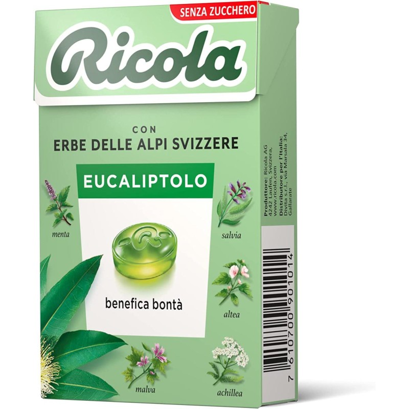 Ricola Eucaliptolo 1 Astuccio da 50 grammi Caramelle Balsamiche Senza Zucchero