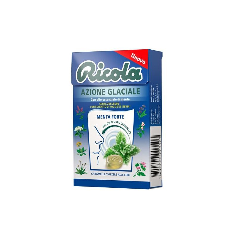 Ricola Azione Glaciale 1 Astuccio da 50 grammi Caramelle Balsamiche Senza Zucchero Ricola Azione Glaciale 1 Astuccio da 50 grammi Caramelle Balsamiche Senza Zucchero