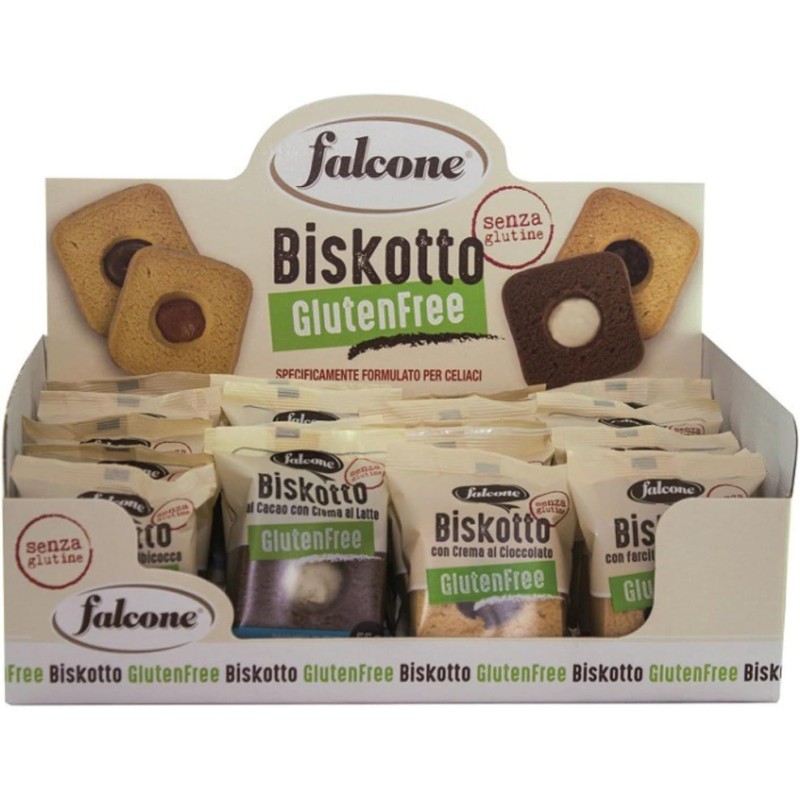 Falcone Biskotto Biscotti Assortiti Senza Glutine Espositore da 24 pz da 55 gr Falcone Biskotto Biscotti Assortiti Senza Glutine Espositore da 24 pz da 55 gr