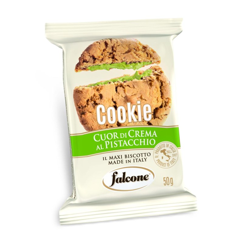 Falcone Cookies Cuor di Crema al Pistacchio Espositore da 13 Biscotti da 50 gr Falcone Cookies Cuor di Crema al Pistacchio Espositore da 13 Biscotti da 50 gr
