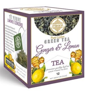Mlesna Te Verde Zenzero e Limone 12 Filtri Piramidali Salvaroma
