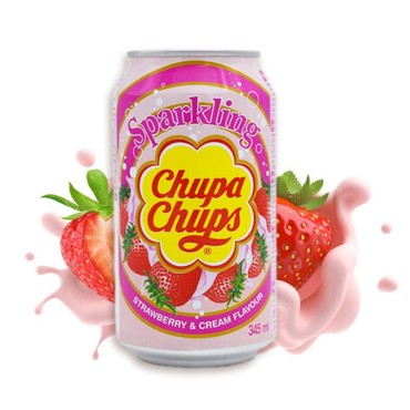 Chupa Chups Strawberry Cream Flavour Bibita al Gusto Fragola da 345 ml