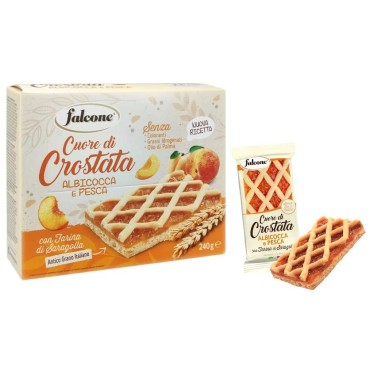 Falcone cuore di crostata Albicocca e Pesca in 4 snack incartati singolarmente da 60gr