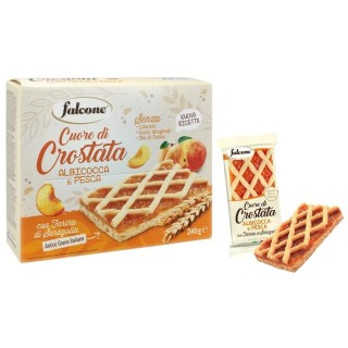 Falcone cuore di crostata Albicocca e Pesca in 4 snack incartati singolarmente da 60gr