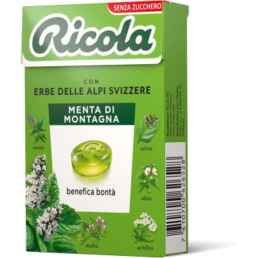 Ricola Menta di Montagna 1 Astuccio da 50 grammi Caramelle Balsamiche Senza Zucchero