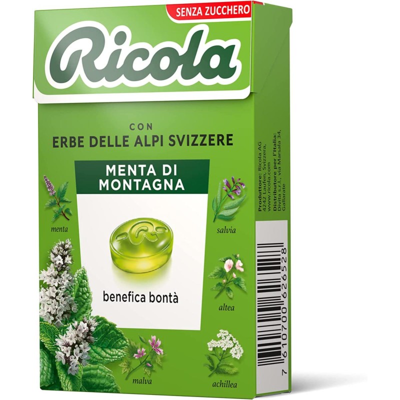Ricola Menta di Montagna 1 Astuccio da 50 grammi Caramelle Balsamiche Senza Zucchero Ricola Menta di Montagna 1 Astuccio da 50 grammi Caramelle Balsamiche Senza Zucchero